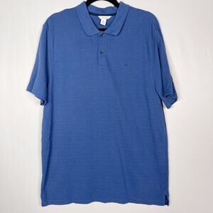 Calvin Klein Mens Large L Blue Lightweight Textured Polo Shirt Short Sleeve